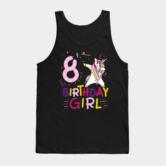 Funny Birthday Gift 8 year old Girl Dabbing Unicorn T-Shirt Tank Top by Pummli